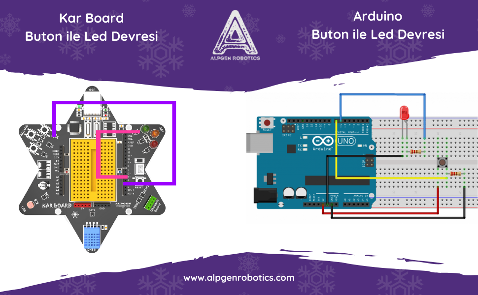 Arduino Uno buton ile led yakma devresi