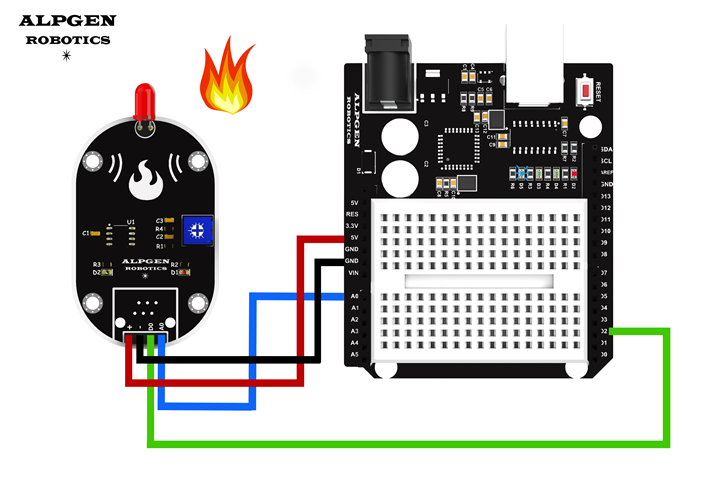 arduino ateş sensörü devresi örnek kod